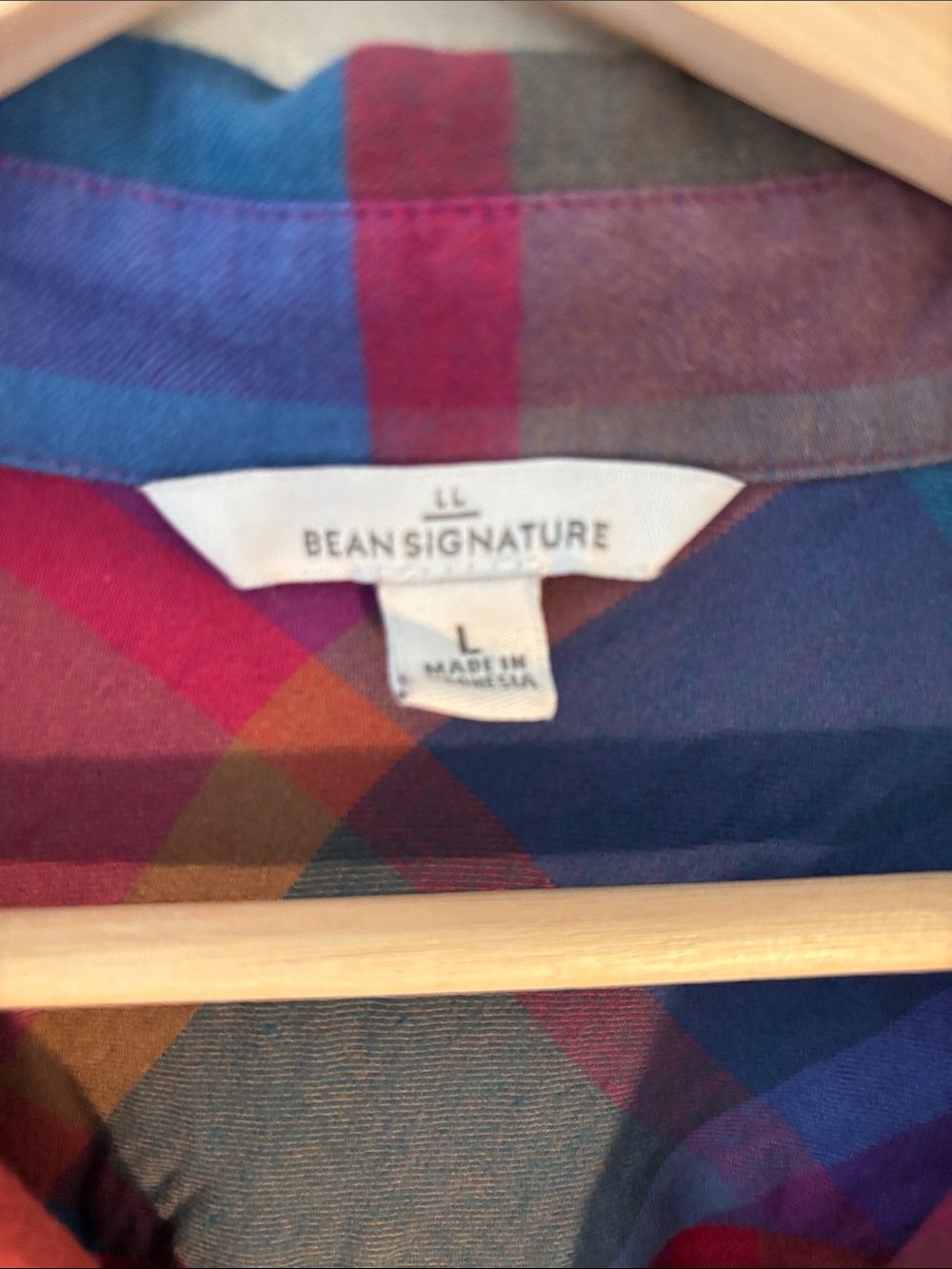 L.L. BEAN Signature Plaid Cotton Popover Tunic Vibrant Multicolor Plaid Large - Picture 4 of 8